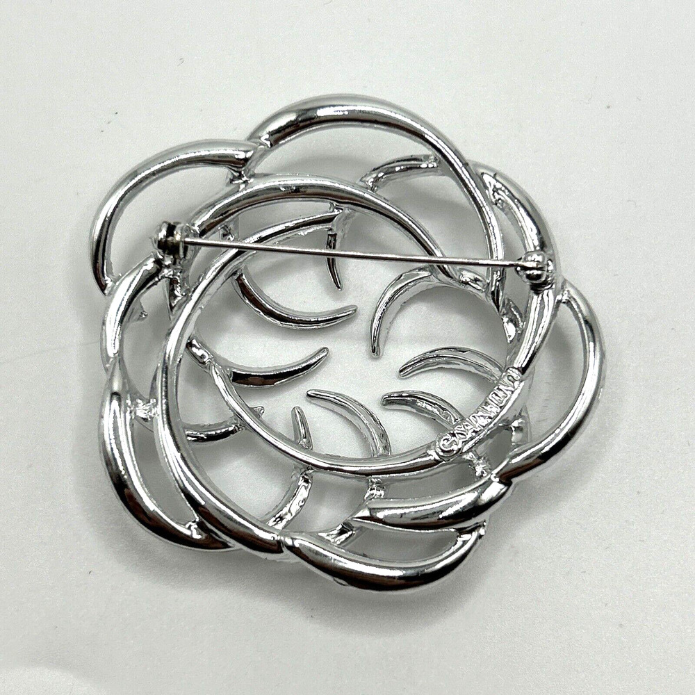 Vintage Sarah Coventry Tailored Swirl Textured Silver Tone Brooch Pin Signed - Picture 2 of 8